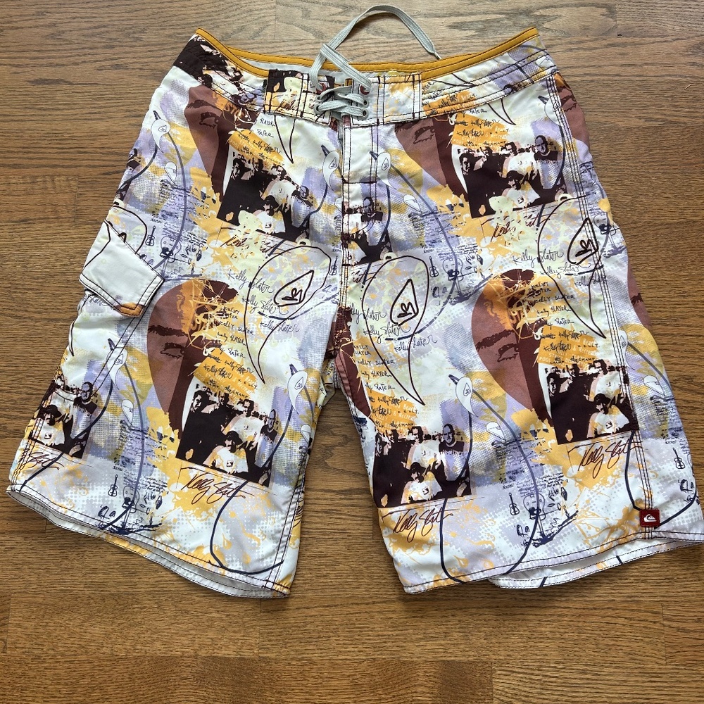 Quiksilver Kelly Slater Signature Board Shorts Swim Trunks Surf Drawstring 34